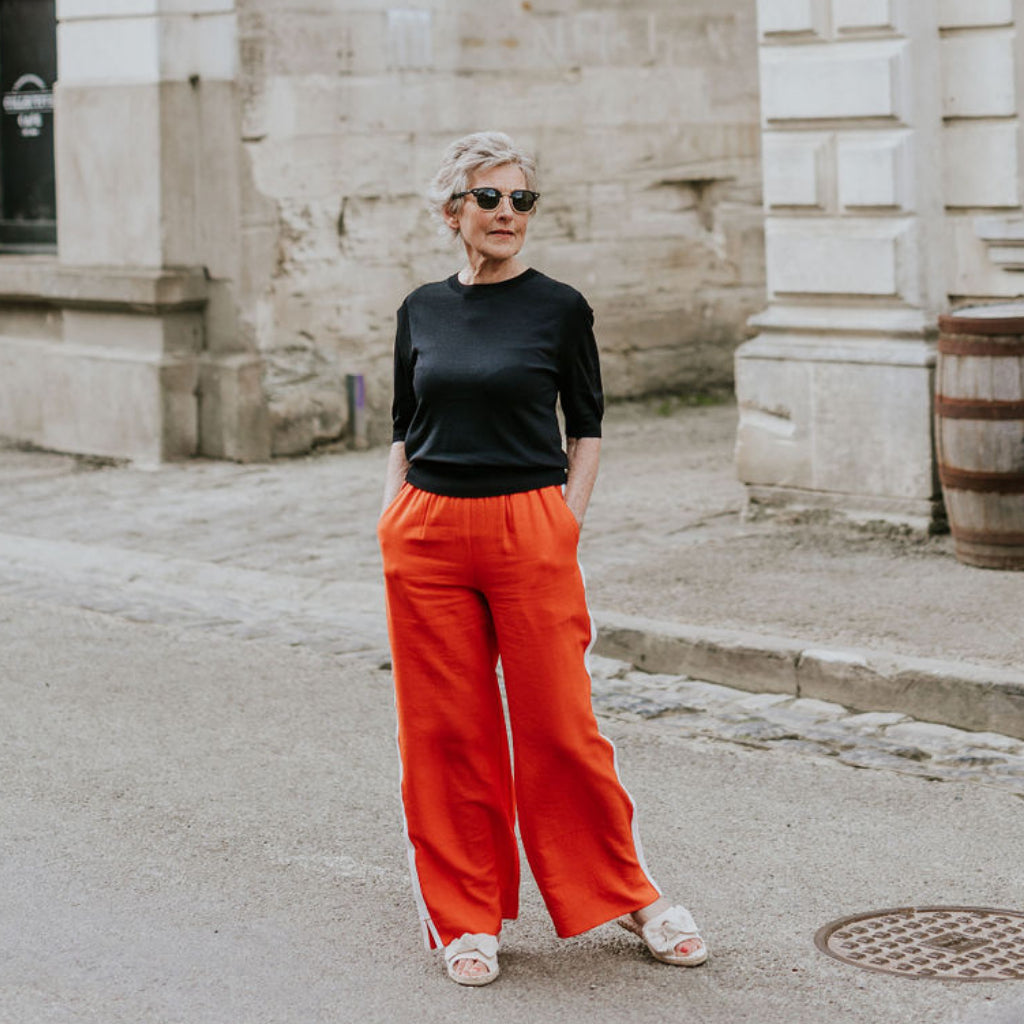 Orange wide leg pants hotsell