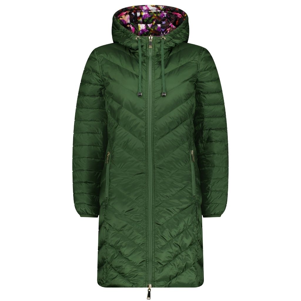 Arnie Women&#39;s 90/10 Reversible Down Coat - Cypress/Purple Fleur