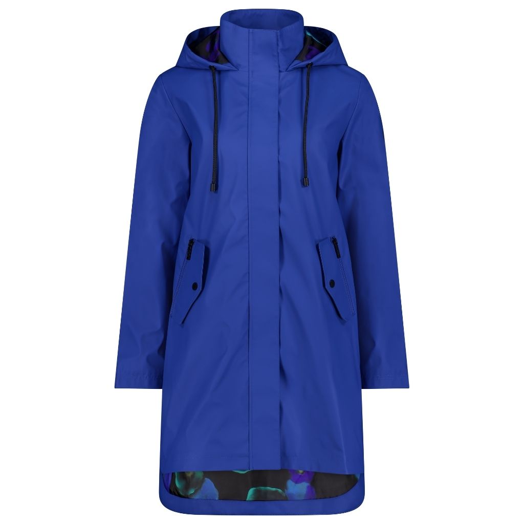 Billie Women&#39;s Rain Coat - Moke x Evie Kemp - Imperial Blue with Night Bloom