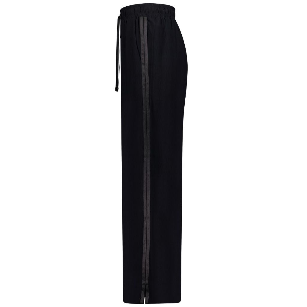 Indiana Women&#39;s Wide Leg Pants - Black with Satin