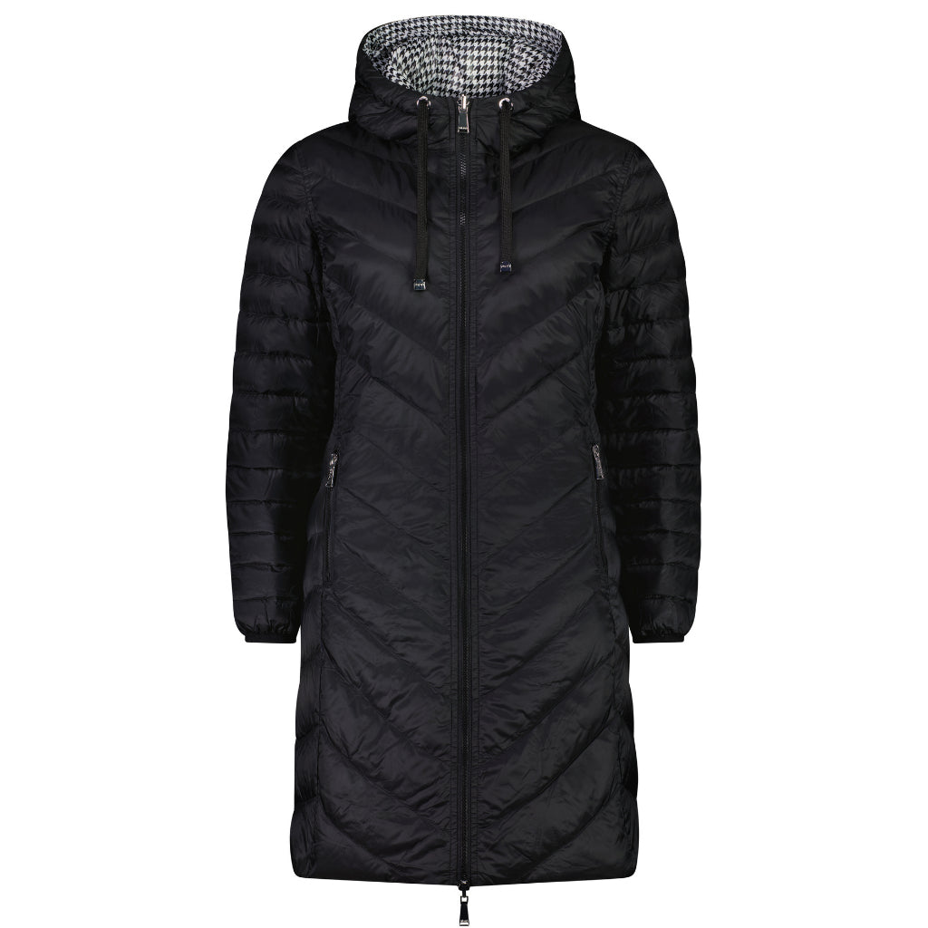 Arnie Women&#39;s Reversible 90/10 Down Coat - Black/Houndstooth