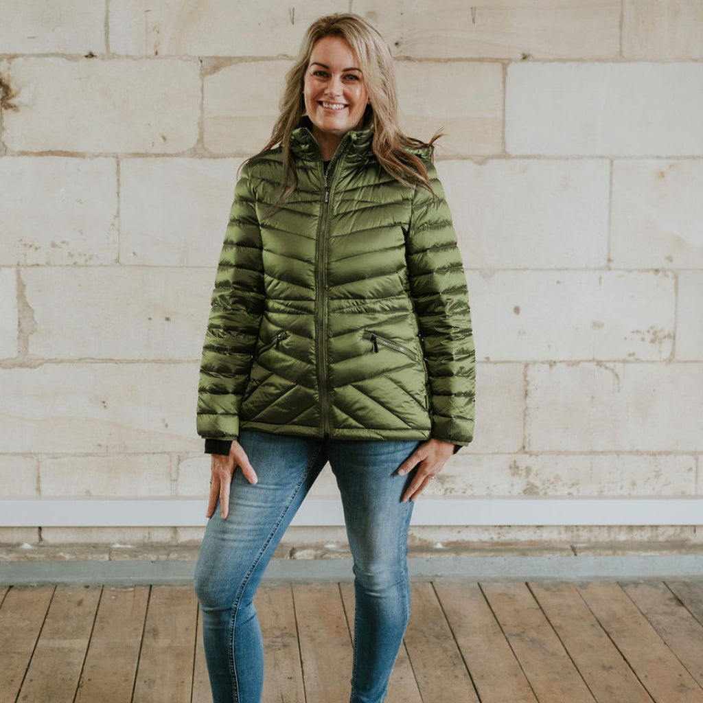 Cushla Women&#39;s 90/10 Packable Down Jacket - Avocado