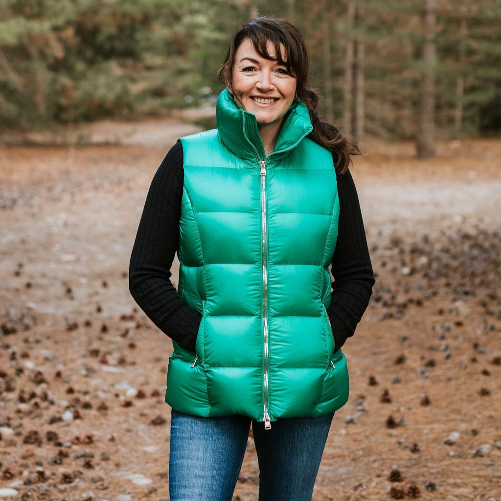 Green puffer vest womens best sale