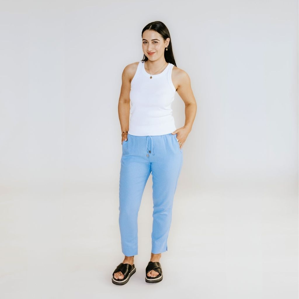 Goldie Women&#39;s Linen Pant - Pool Blue