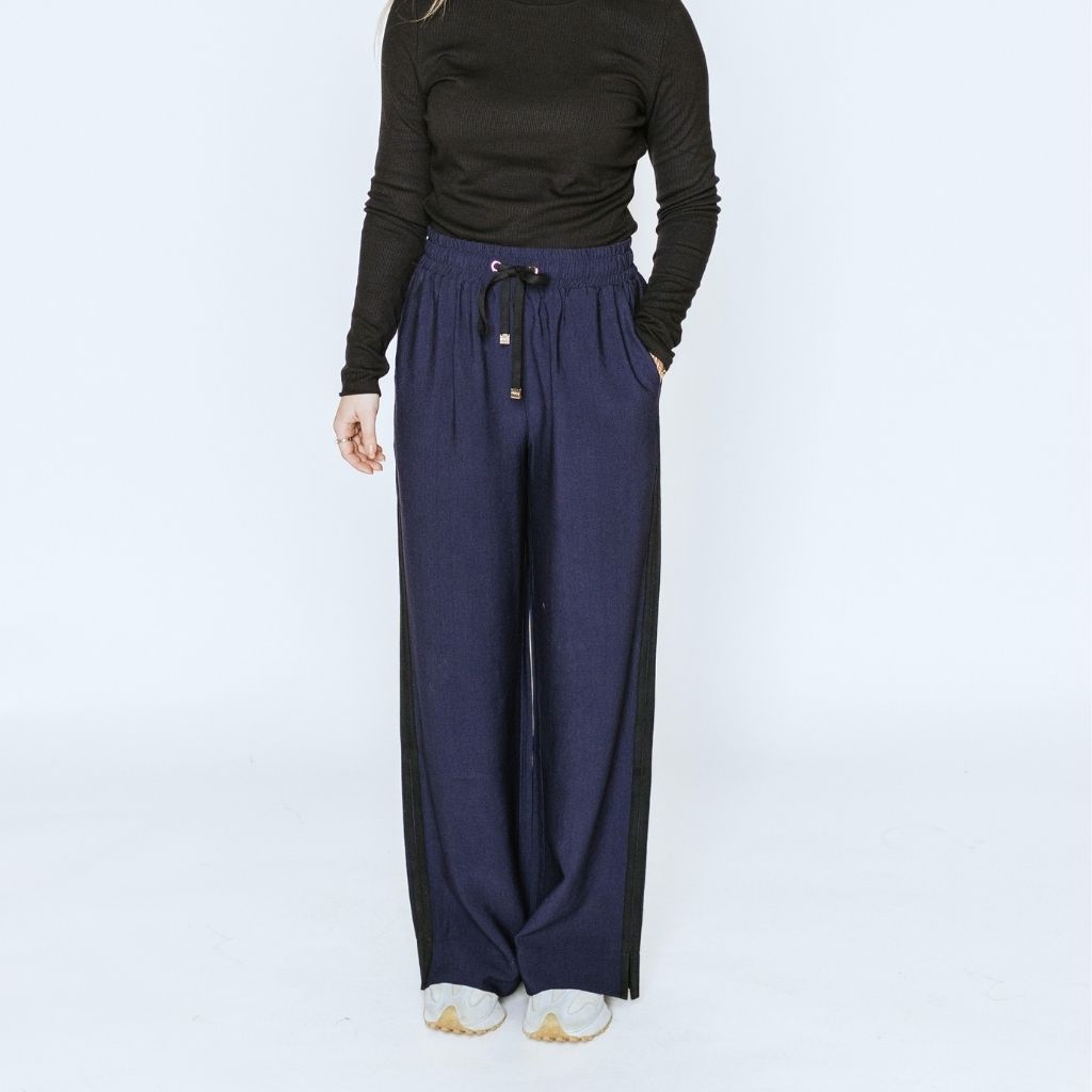 Indiana Women&#39;s Wide Leg Pants - Navy with Black