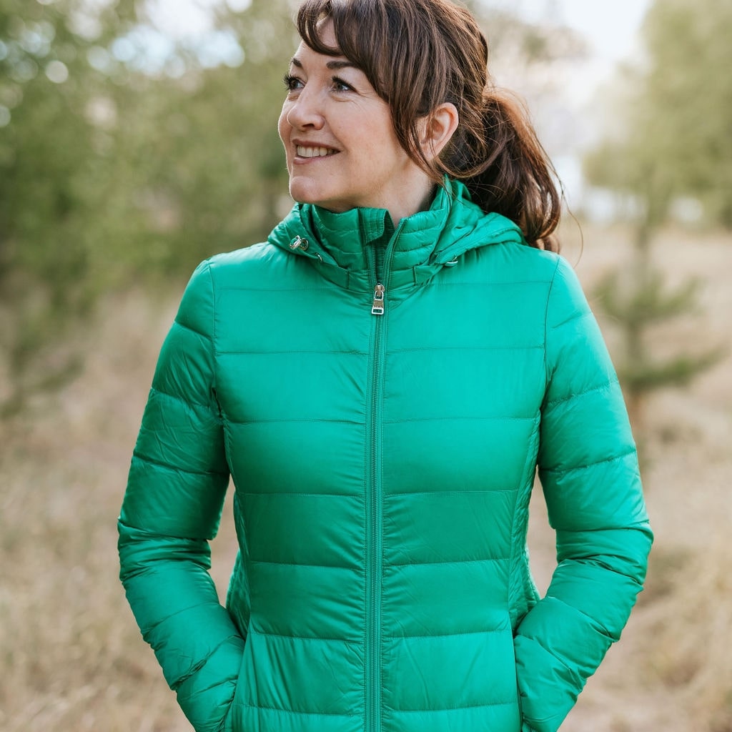 Green packable down jacket best sale