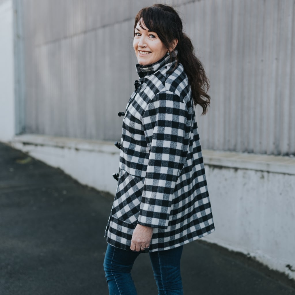 Moke Virginia Wool Duffle Coat Black White Plaid Moke Apparel