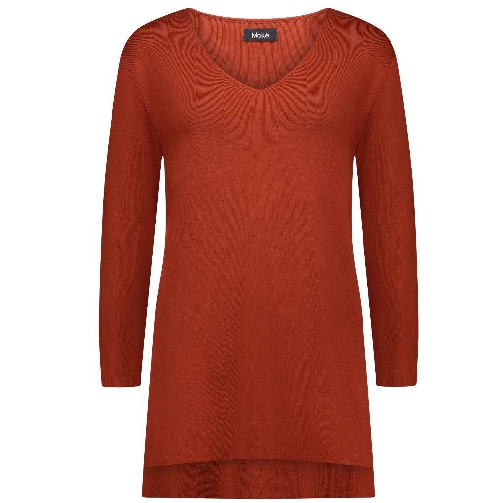 Abby 2.0 Women&#39;s V Neck Sweater - Intense Rust