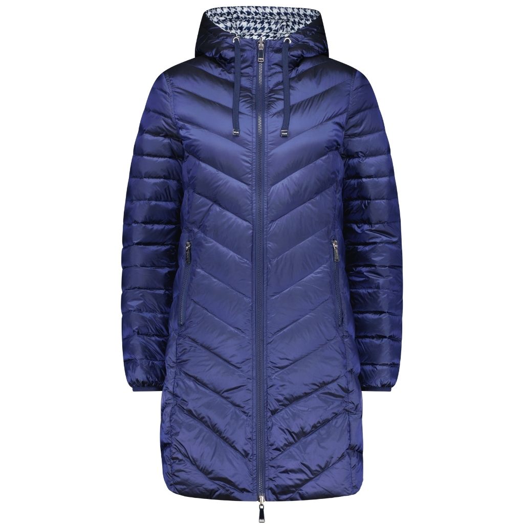 Arnie Women&#39;s Reversible 90/10 Down Coat - Moonlight / Navy Houndstooth